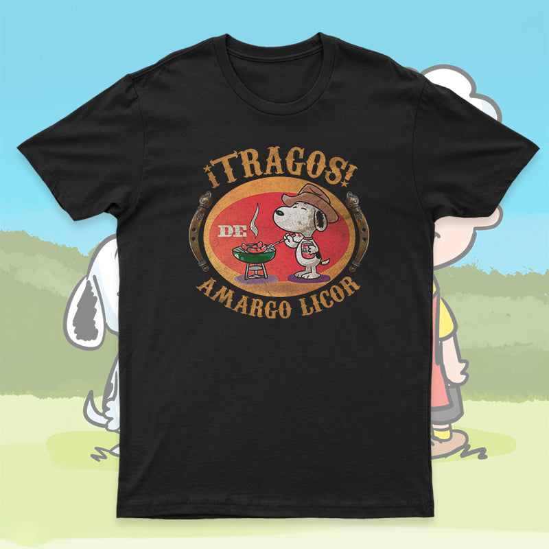 Playera Snoopy Parrillero – ¡Tragos de Amargo Licor!