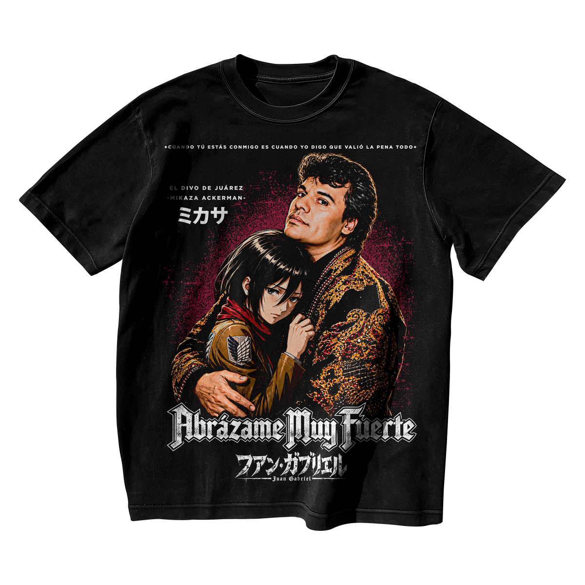 ABRÁZAME MUY FUERTE X MIKASA-OVERSIZE PREMIUM T-SHIRT