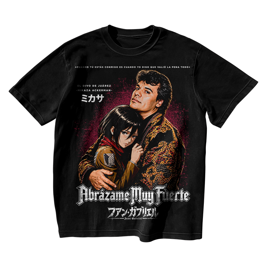 ABRÁZAME MUY FUERTE X MIKASA-OVERSIZE PREMIUM T-SHIRT