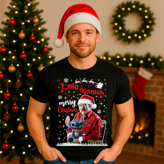 Playera de Lalo y Stitch Merry Christmas